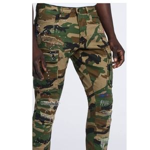 Decibel Camo Paint Splatter Cargo Pants Size 38